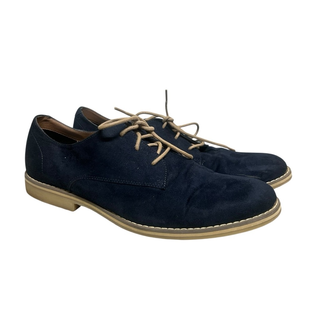 H&M Blue Faux Suede Tie Up Loafer Shoe Size 10